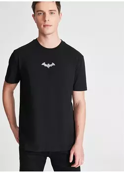 Черная мужская футболка свободного кроя с круглым вырезом с принтом Mavi