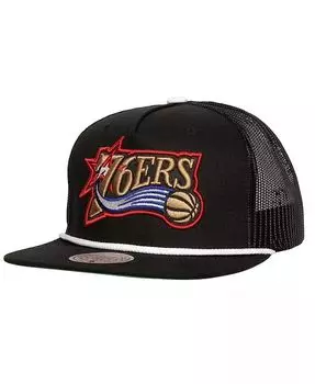 Черная мужская кепка Philadelphia 76ers Roper Meshback Trucker Snapback Mitchell & Ness, черный