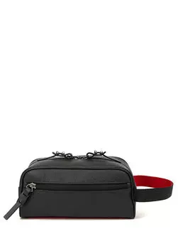 Черная мужская кожаная сумка для бритья Christian Louboutin