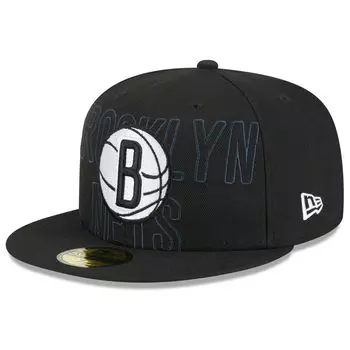 Черная мужская облегающая кепка New Era Brooklyn Nets NBA Draft 59FIFTY 2023