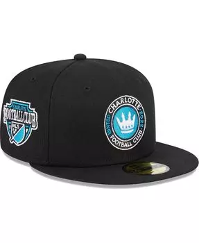 Черная мужская приталенная шляпа Charlotte Fc Patch 59Fifty New Era
