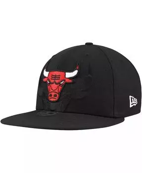 Черная мужская приталенная шляпа Chicago Bulls Blackout Shadow Logo 59FIFTY New Era, черный