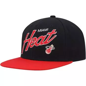 Черная мужская приталенная шляпа Mitchell & Ness Miami Heat Team Script 2.0