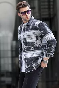 Черная мужская рубашка Lumberjack с рисунком 6727 MADMEXT