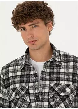 Черная мужская рубашка Oversize с классическим воротником FORTE Pierre Cardin, черный