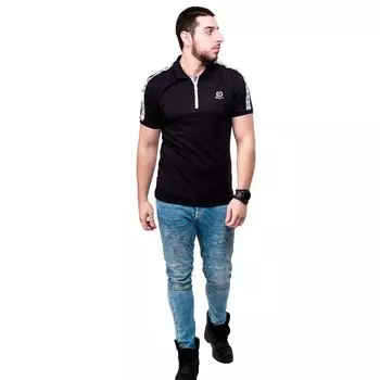 Черная мужская рубашка поло с коротким рукавом Fergana