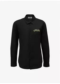 Черная мужская рубашка с рубашечным воротником Slim Fit 75GALYS3CN002899 Versace Jeans Couture, черный