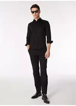 Черная мужская рубашка с рубашечным воротником Slim Fit 1090619 Network, черный