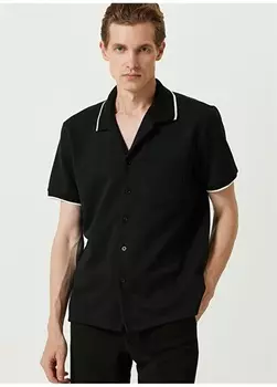 Черная мужская рубашка с рубашечным воротником Slim Fit Network