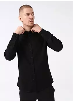 Черная мужская рубашка с воротником на пуговицах Gmg Frenze