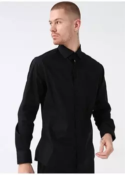 Черная мужская рубашка с воротником на пуговицах Gmg Frenze