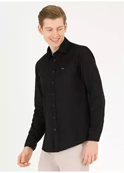 Черная мужская рубашка с воротником на пуговицах Slim Fit CEDROP023Y U.S. Polo Assn., черный