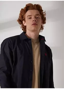 Черная мужская рубашка с воротником на пуговицах стандартного кроя U.S. Polo Assn.