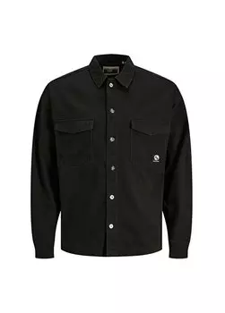 Черная мужская рубашка широкого кроя 12241925_JCOTWILL EDDIE OVERSHIRT L Jack & Jones, черный