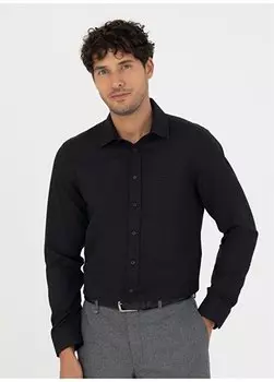 Черная мужская рубашка Slim Fit с классическим воротником OSTERA-BSC Pierre Cardin, черный