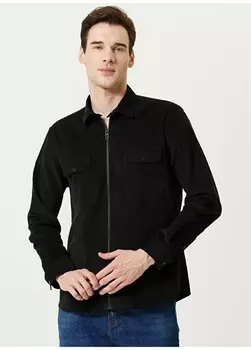Черная мужская рубашка Slim Fit с классическим воротником Network
