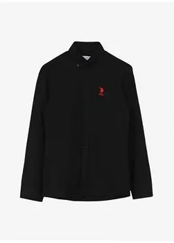Черная мужская рубашка Slim Fit с воротником на пуговицах GOX024Y U.S. Polo Assn., черный