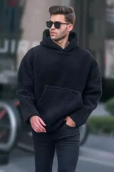 Черная мужская толстовка Oversize Plush 6160 MADMEXT