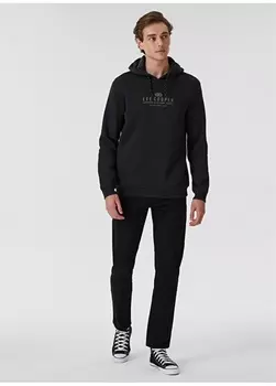 Черная мужская толстовка с капюшоном и принтом Lee Cooper