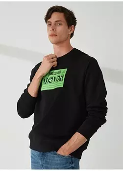 Черная мужская толстовка с круглым вырезом Just Cavalli