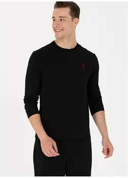 Черная мужская толстовка с круглым вырезом U.S. Polo Assn.