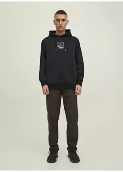 Черная мужская толстовка с воротником с капюшоном Jack & Jones