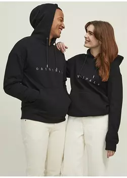 Черная мужская толстовка с воротником с капюшоном Jack & Jones