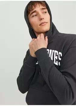 Черная мужская толстовка с воротником с капюшоном Jack & Jones