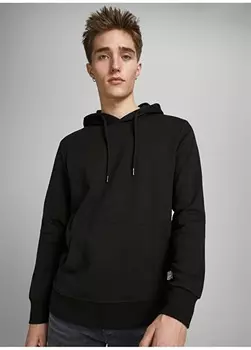 Черная мужская толстовка с воротником с капюшоном Jack & Jones