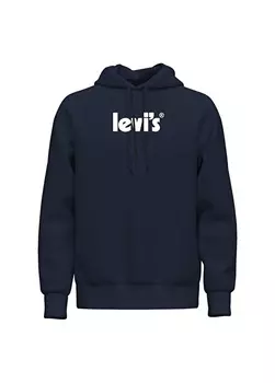 Черная мужская толстовка стандартного кроя с капюшоном и постером с принтом и графикой Levis