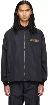 Черная нейлоновая куртка с логотипом Moschino