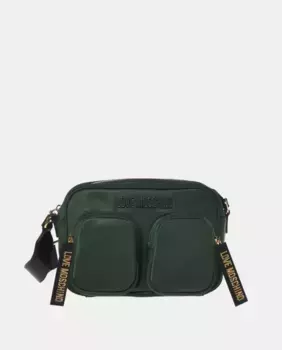 Черная нейлоновая сумка через плечо на молнии Love Moschino, темно-зеленый