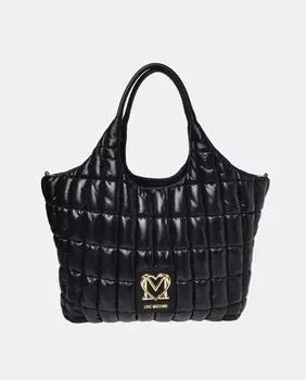 Черная нейлоновая сумка-шопер с мягкой подкладкой и логотипом спереди Love Moschino, черный