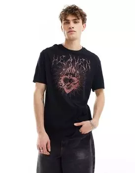 Черная непринужденная футболка с принтом небесного гранжа на спине ASOS DESIGN