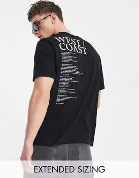 Черная непринужденная футболка с текстовым принтом спереди и сзади ASOS DESIGN