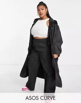Черная непромокаемая парка оверсайз ASOS DESIGN Curve