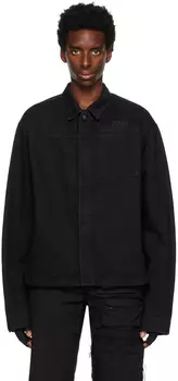 Черная новая классическая джинсовая куртка, потертая 032c