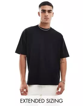 Черная объемная футболка из плотной ткани ASOS DESIGN Essential плотностью 240 г/м