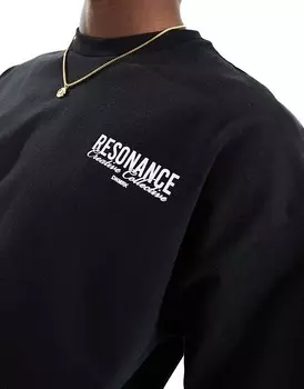 Черная объемная футболка оверсайз с текстовым принтом на спине Selected Homme