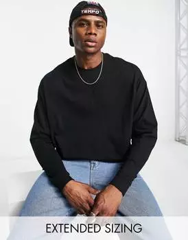 Черная объемная футболка с длинными рукавами ASOS DESIGN - BLACK