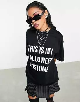 Черная объемная футболка с костюмом this is my halloween ASOS DESIGN
