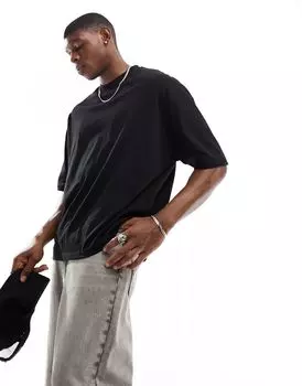Черная объемная футболка с круглым вырезом ASOS