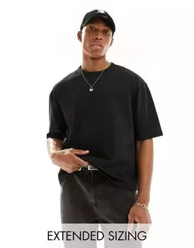 Черная объемная футболка свободного кроя ASOS DESIGN