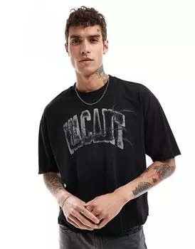 Черная объемная футболка свободного кроя ASOS DESIGN Vacant