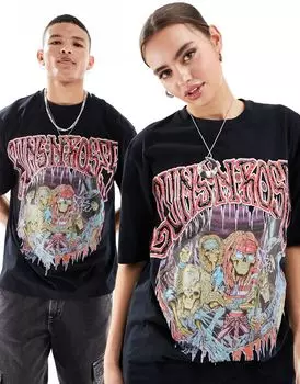 Черная объемная футболка унисекс ASOS DESIGN с принтом Licensed Guns N' Roses Tour