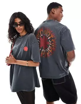 Черная объемная футболка унисекс ASOS DESIGN с лицензионным изображением Red Hot Chili Peppers