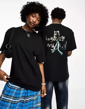 Черная объемная футболка унисекс с графическим рисунком Weekday эксклюзивно для ASOS