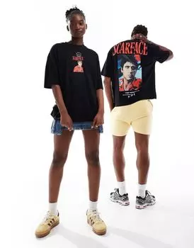 Черная объемная футболка унисекс с графическим принтом Scarface ASOS DESIGN