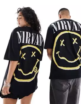 Черная объемная футболка унисекс с лицензией ASOS DESIGN с принтом Nirvana
