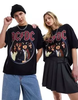 Черная объемная футболка унисекс с принтом AC/DC ASOS DESIGN